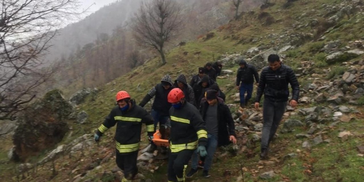 Keçi otlatırken uçuruma yuvarlanan çoban kurtarıldı