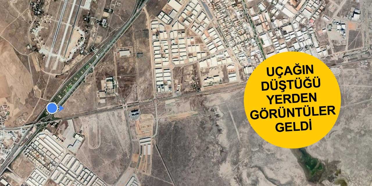 Konya'da uçağın düştüğü yerden ilk görüntüler geldi