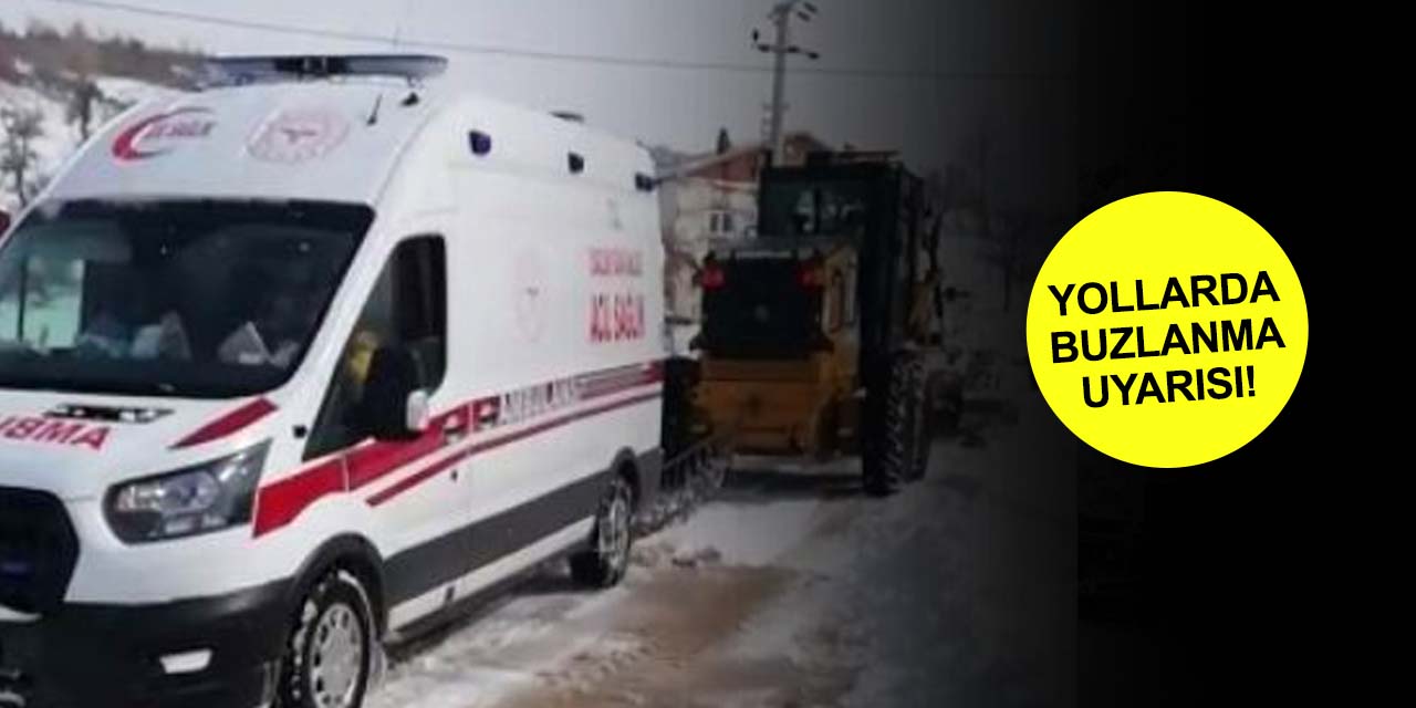 Konya'da buzlu yoldan çıkan ambulans kara saplandı!