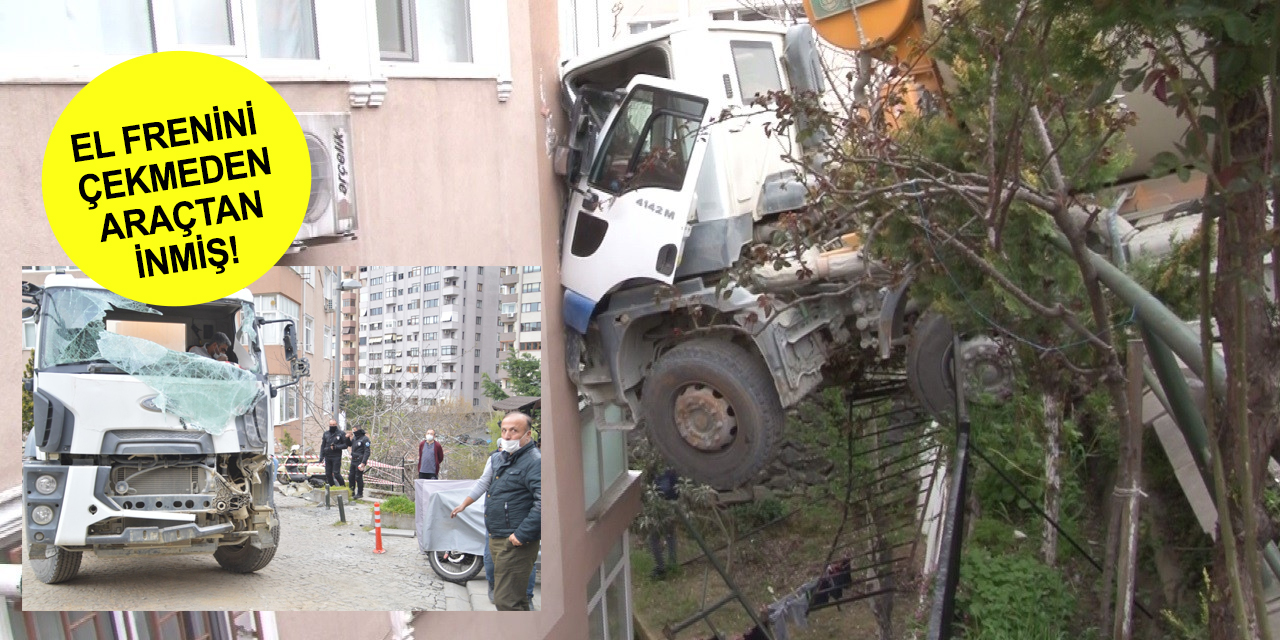 Beton mikseri binaya çarptı! Mahalleli deprem sanıp sokağa döküldü