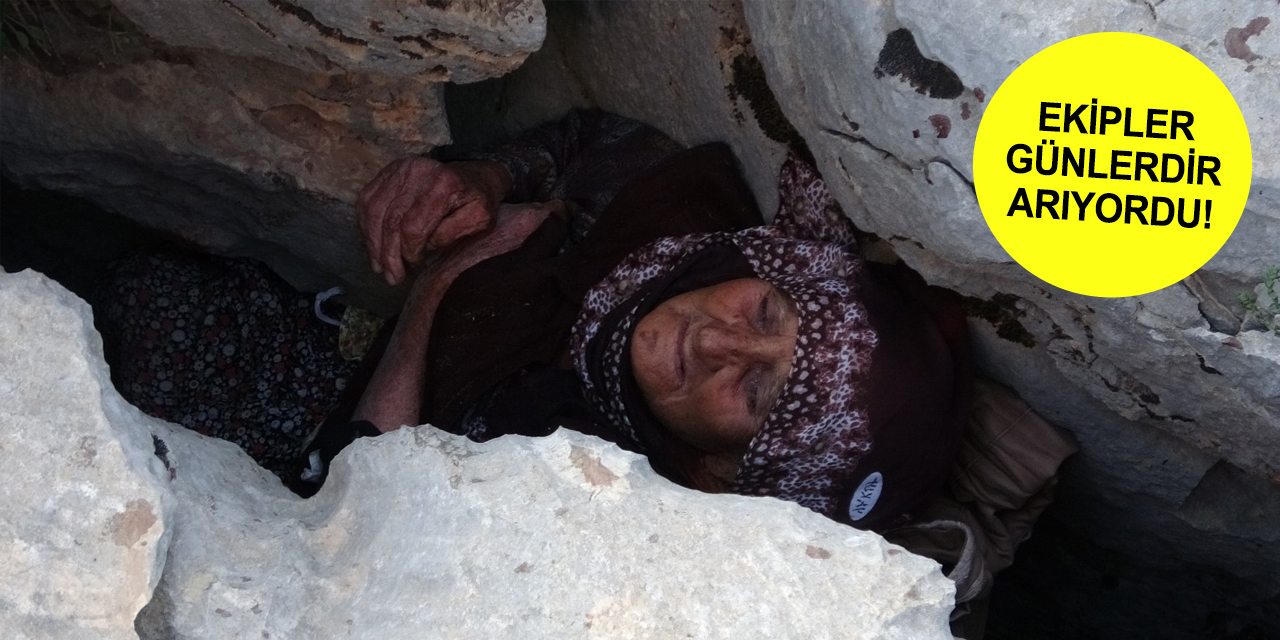 Üç gündür aranan yaşlı kadın kayalıklara sıkışmış halde bulundu