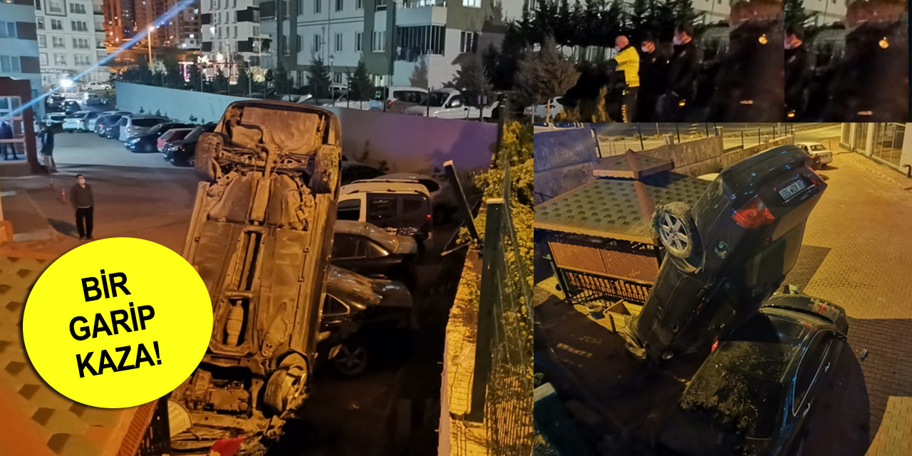 Binanın otoparkına düşen otomobil bu halde kaldı! Parktaki araçlar pert