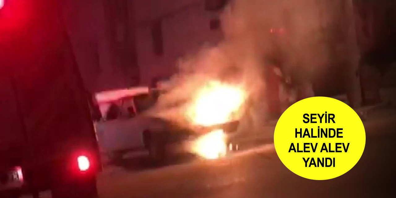 Konya'da motoru tutuşan otomobildeki yangını itfaiye söndürdü