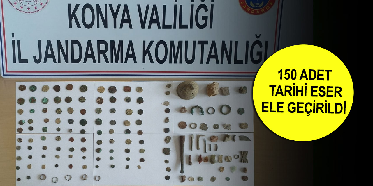 Konya’da müşteri arayan 18 ve 23 yaşındaki tarihi eser kaçakçıları jandarmaya yakalandı