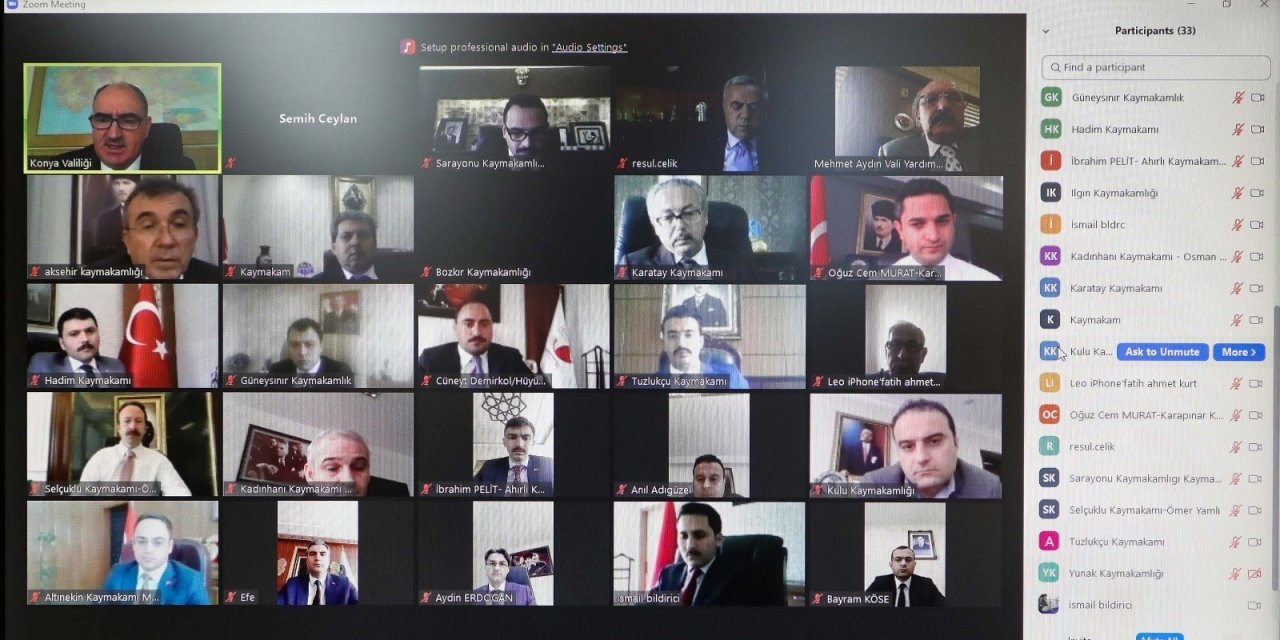 Konya Valisi Özkan Kaymakamlarla 'tam kapanma'yı değerlendirdi