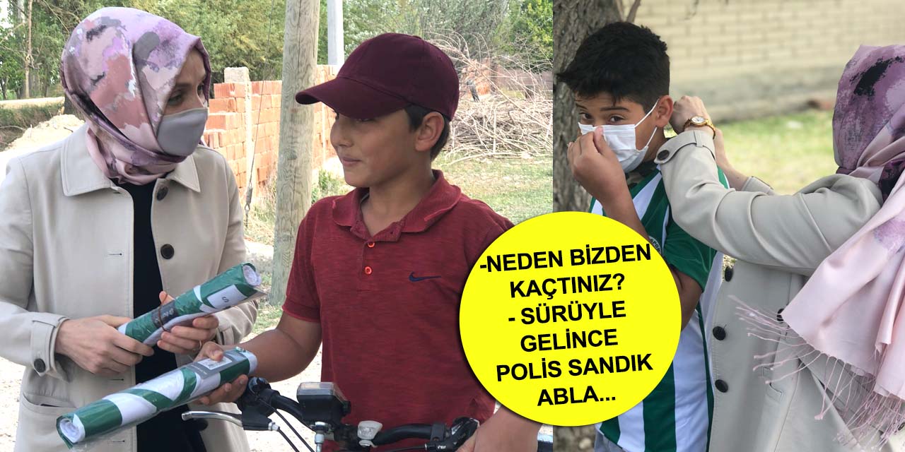 Konya'da yanlarına gelen heyeti gören çocuklar önce kaçıştı! Sonra yüzleri güldü