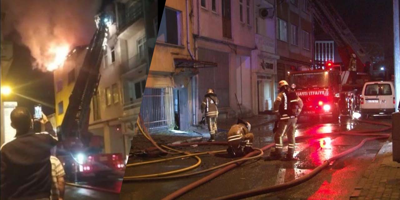 3 katlı binanın çatısı alev alev yandı