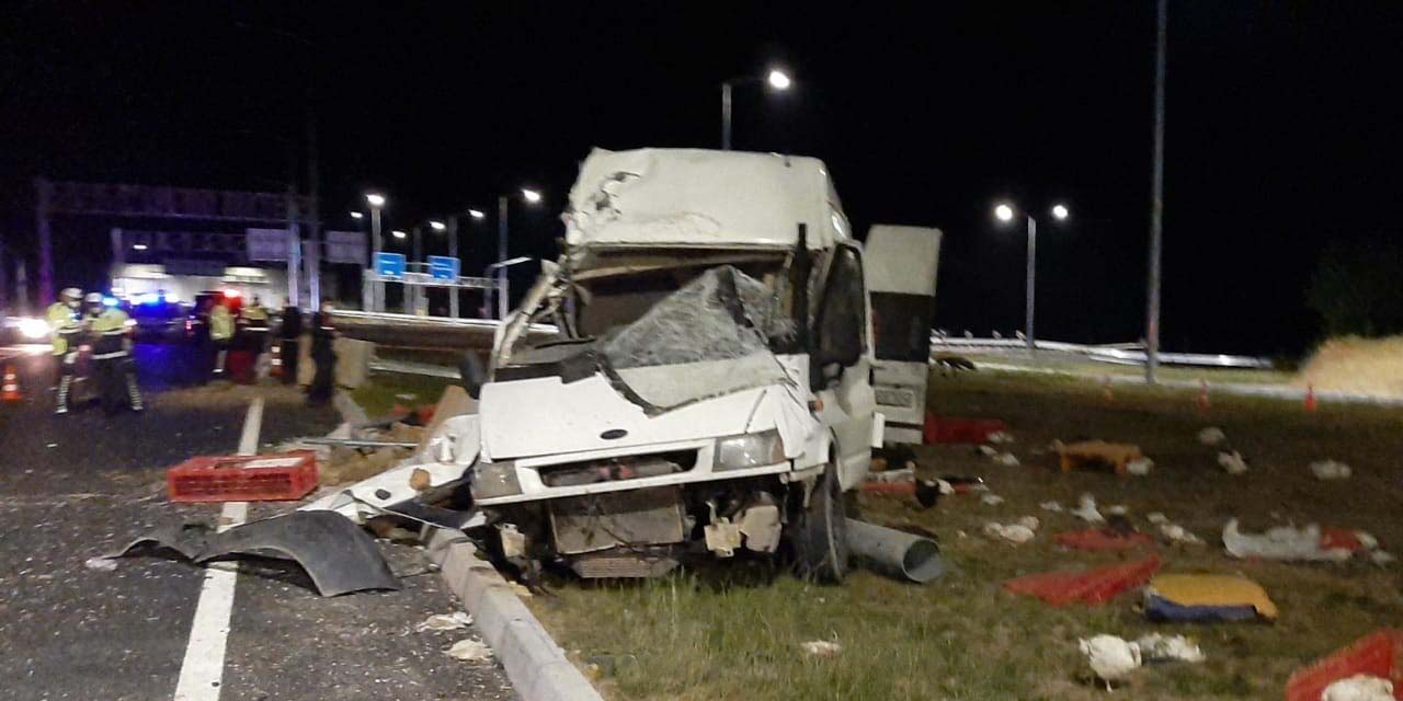 Art arda 10 kazanın yaşandığı yolda feci kaza! Minibüs aydınlatma direğini devirdi 1’i ağır 2 yaralı