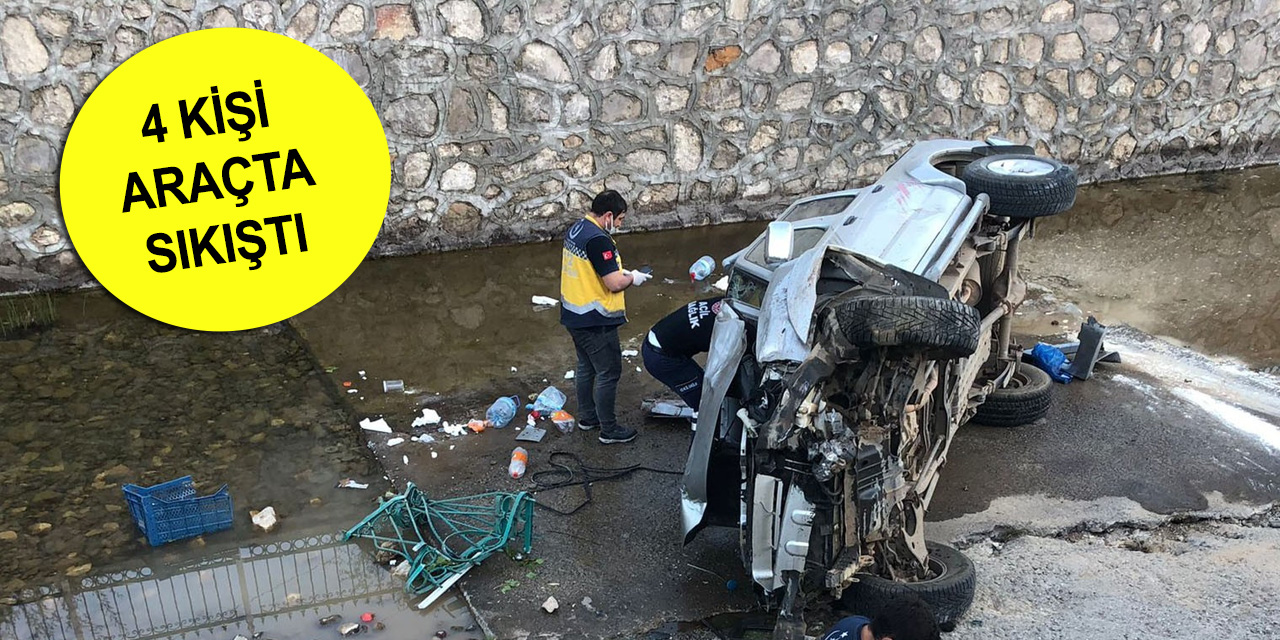 Konya’da kamyonet beton kanala düştü!