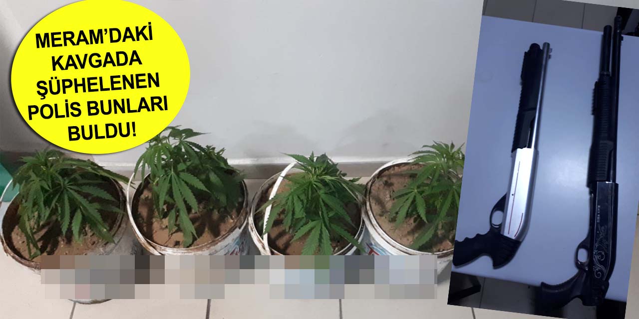 Konya'da kavga eden 7 kişiye müdahale eden polis uyuşturucu ve silah yakaladı