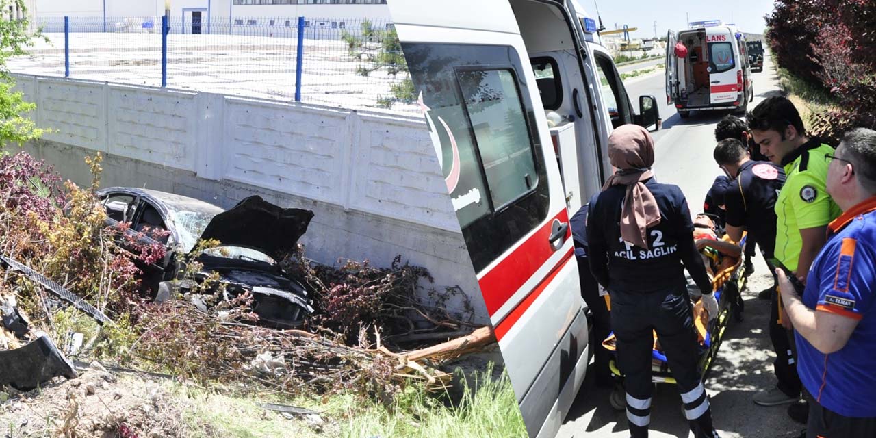 Afyon- Ankara karayolunda otomobil şarampole devrildi! Karı koca yaralandı