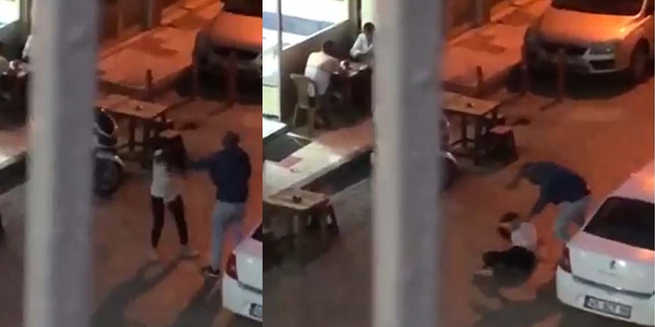 Eski eşini sokak ortasında öldüresiye dövdü!
