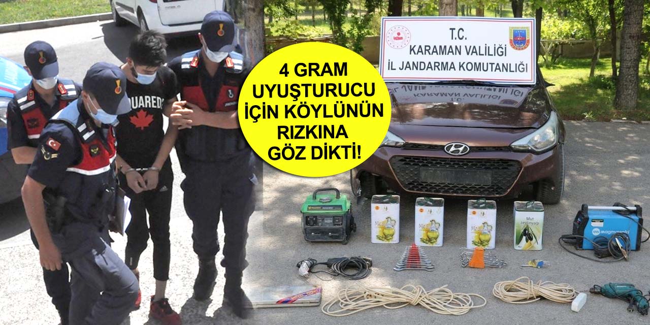 Karaman'dan otomobil kiralayan 23 yaşındaki hırsız köylerden ne bulduysa çaldı!
