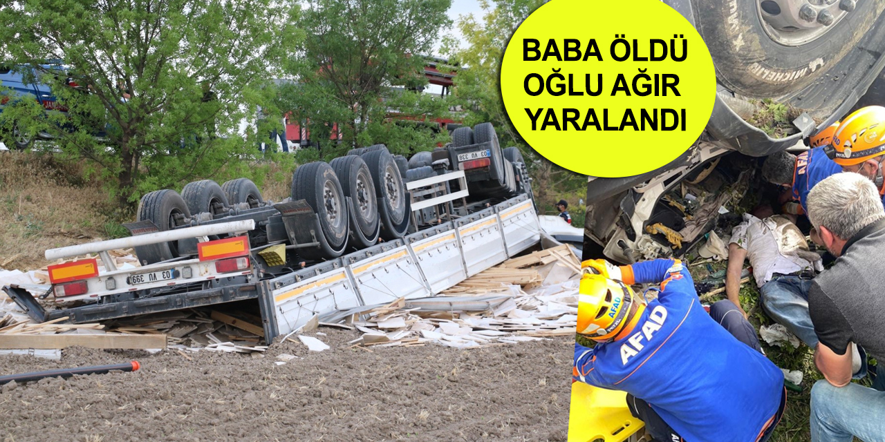 Afyon - Konya yolunda mermer yüklü tır devrildi!