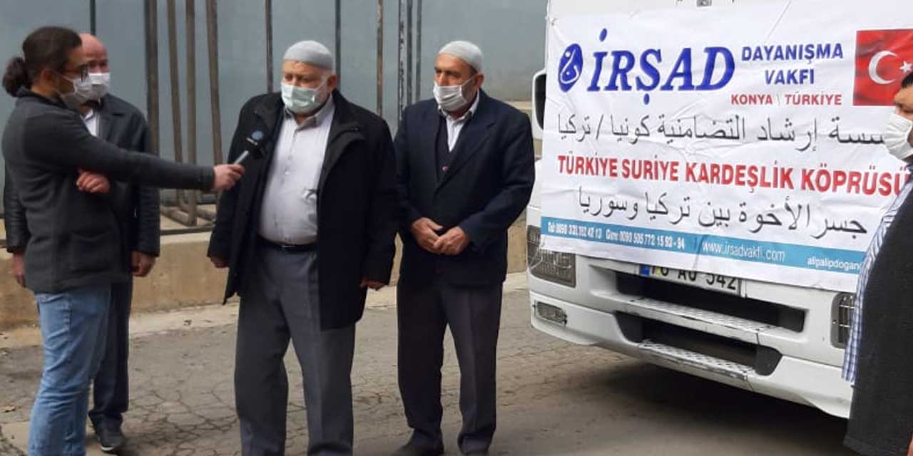 İrşad Dayanışma Vakfı Konya'dan götürdüğü yardımları Suriye'de dağıttı