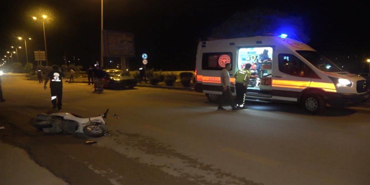 Otomobil motosiklete çarptı! Sürücüsü ölümden döndü