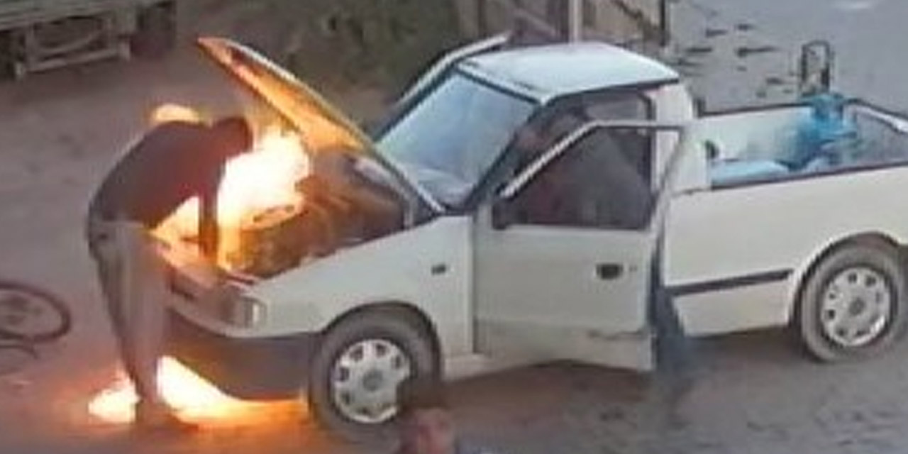 Oto tamirhanesinde feci olay! Yanmaktan son anda kurtuldu