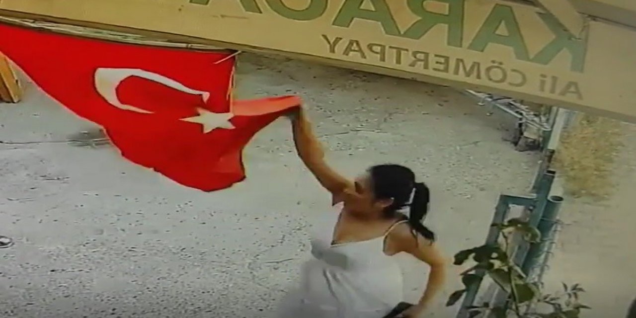 Adana'da Türk Bayrağını indirip çöp kutusuna atan kadının savunması 'pes' dedirdi