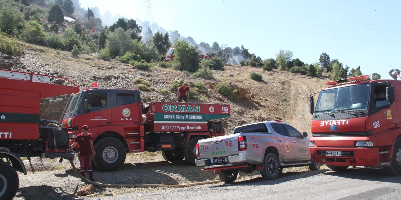 Konya'da ormanlık alanda çıkan yangın büyümeden söndürüldü