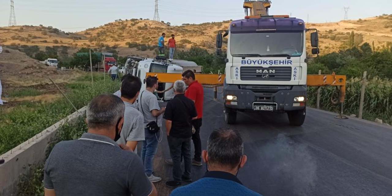 Ankara'da tanker devrildi! 1 yaralı