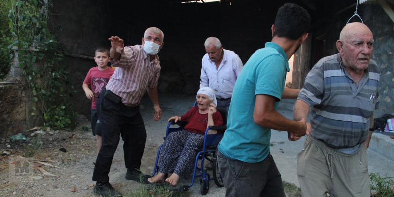 Evlerine kadar gelen yangından yaşlı çift ve torunları kurtarıldı
