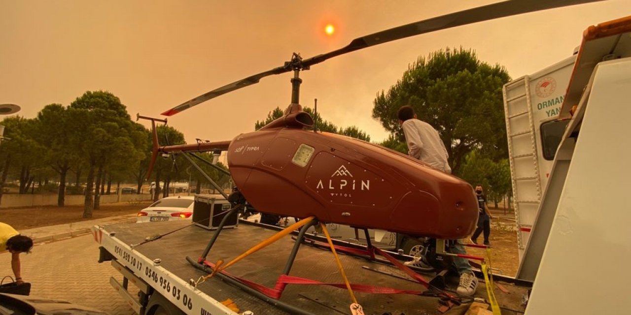 Manavgat’taki yangın felaketinin boyutu insansız helikopter ile gözlenecek