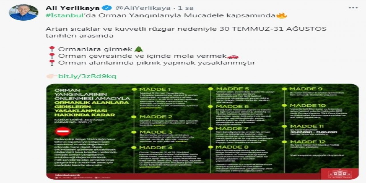 Megakent'ten beklenen haber geldi! İstanbul Valiliği'nden orman yasağı