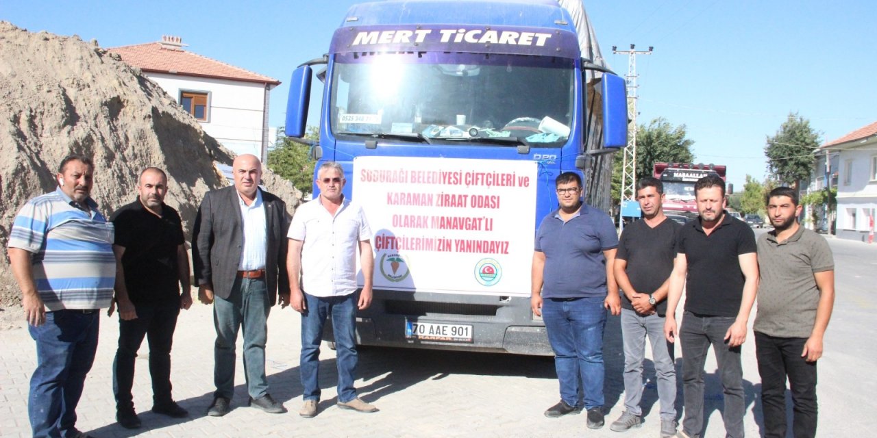 Karaman’dan Manavgatlı besicilere 20 bin balya saman desteği