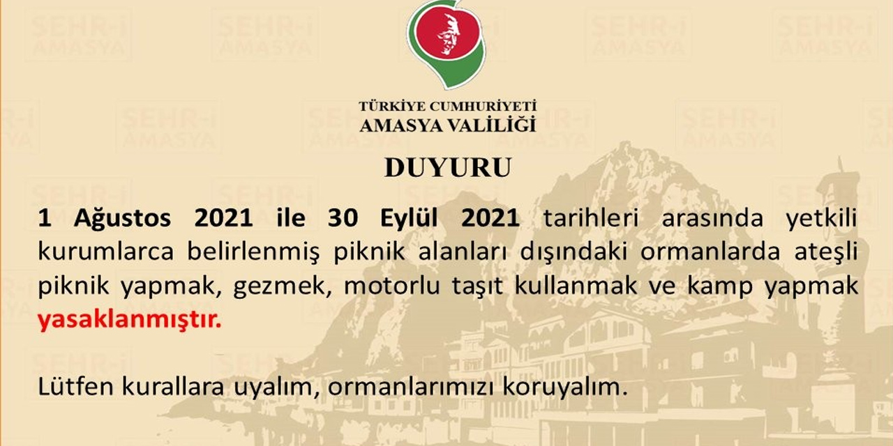 Amasya Valiliği’nden orman açıklaması! 2 ay yasaklandı
