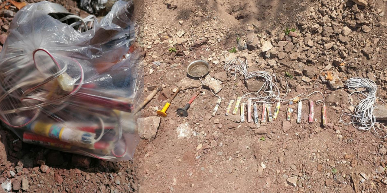Turgutlu’da orman yolu açan ekip 13 dinamit lokumu buldu