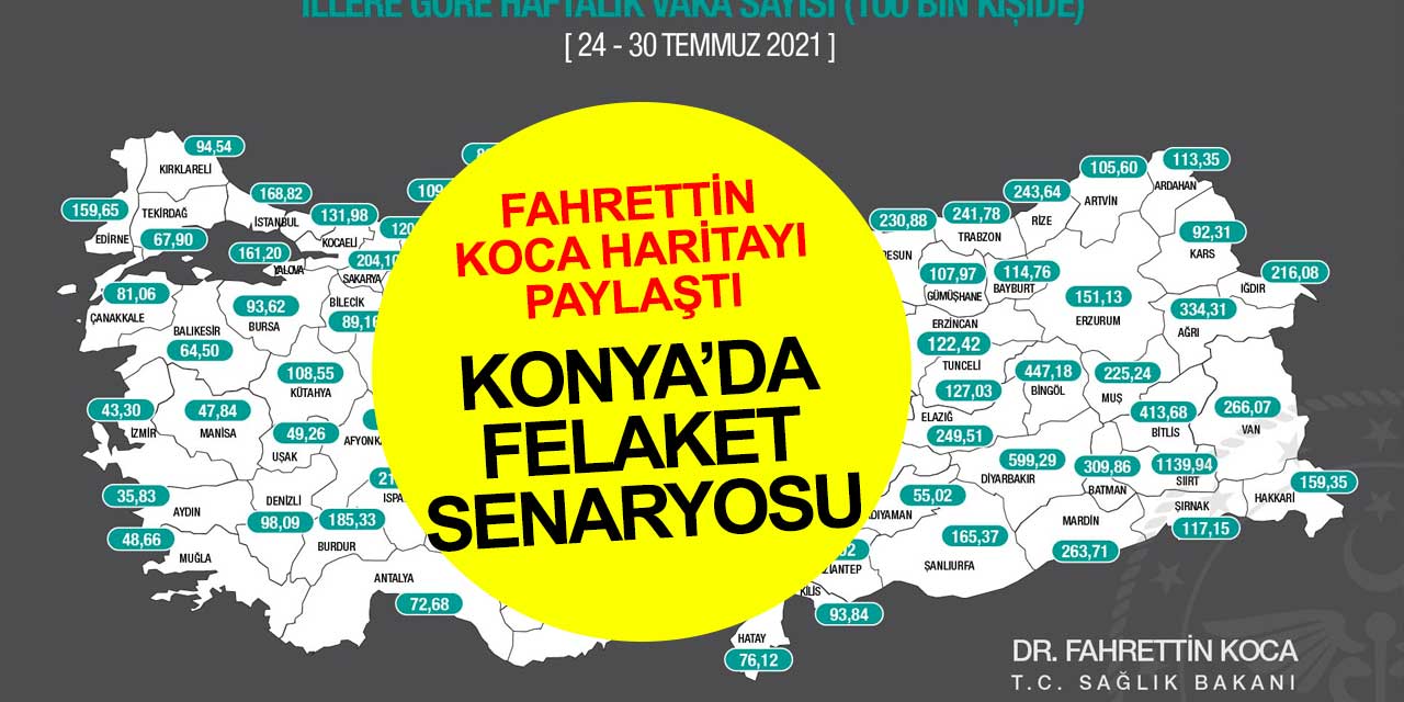 Fahrettin Koca'nın paylaştığı tabloda Konya'daki vaka artışı ikiye katlandı
