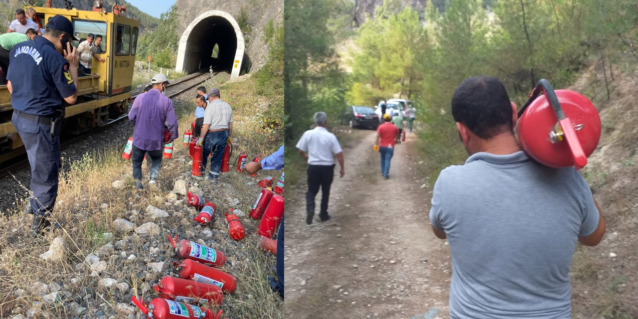 Karabükte ikinci yangına vatandaşlar yangın tüpleri ile koştu