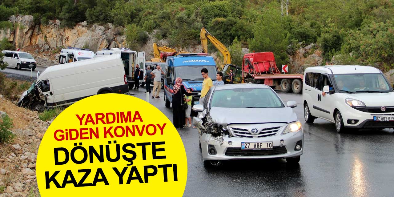 Yangın bölgesine yardıma giden konvoy Akseki-Konya yolunda kaza yaptı