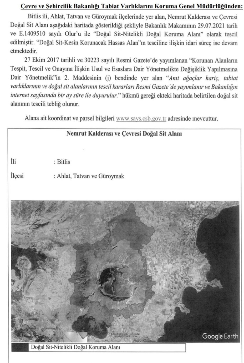 Nemrut Kalderası  uluslarası dokunulmazlığı aldı
