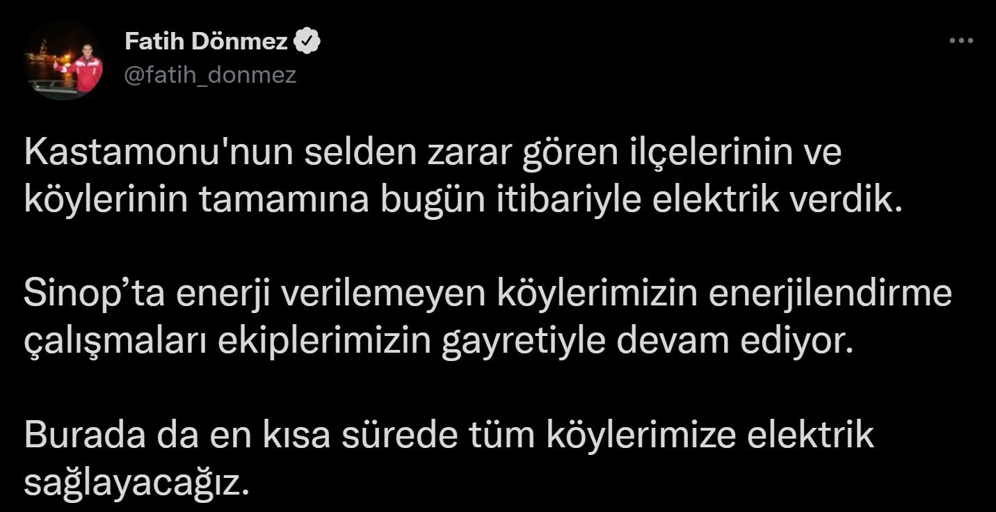 Kastamonu'da elektrikler artık kesik değil! Tamamına elektrik verildi