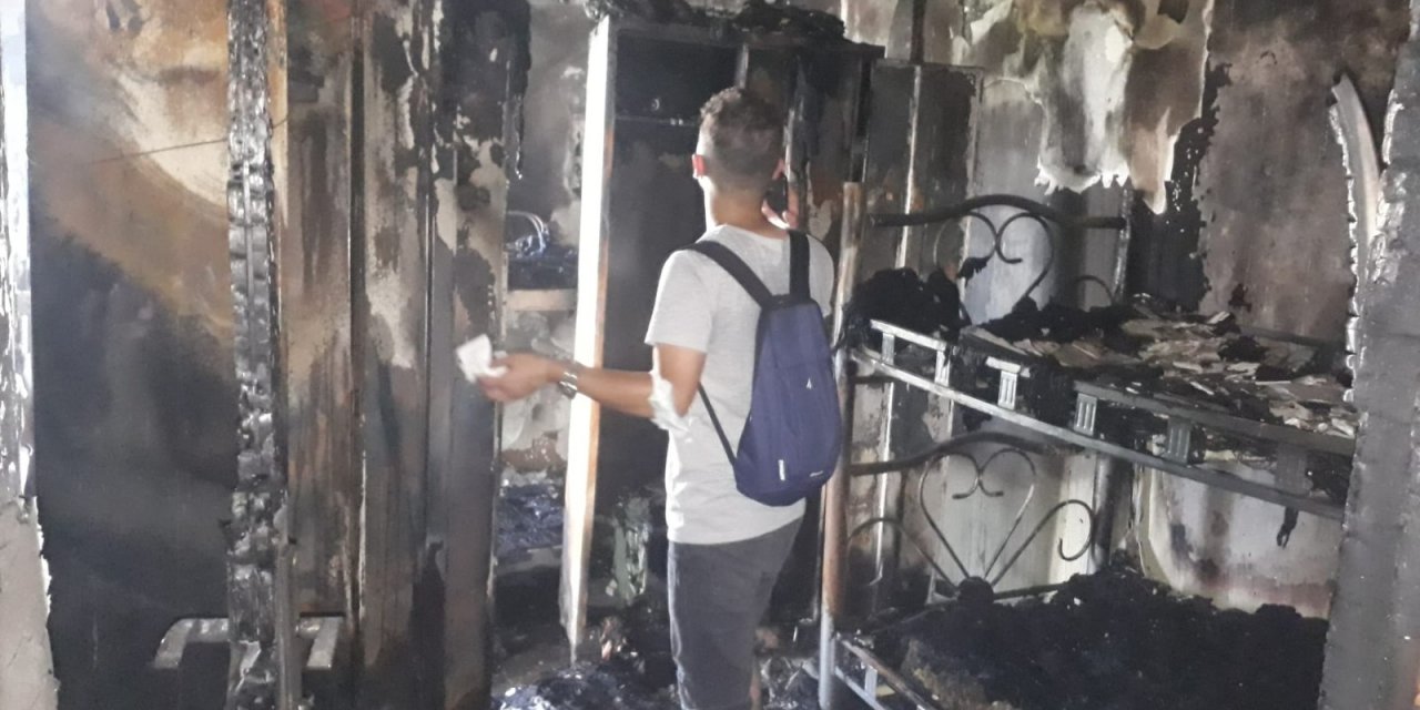 Serik'te otel lojmanında çıkan korkutan yangın