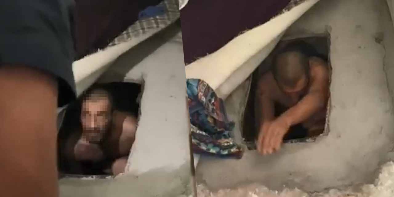 Aranan şahıs kanepenin altına kazdığı çukurda yakalandı