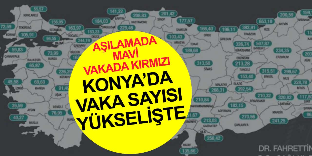 Aşılamada mavi renge dönen Konya'da vaka sayısı arttı