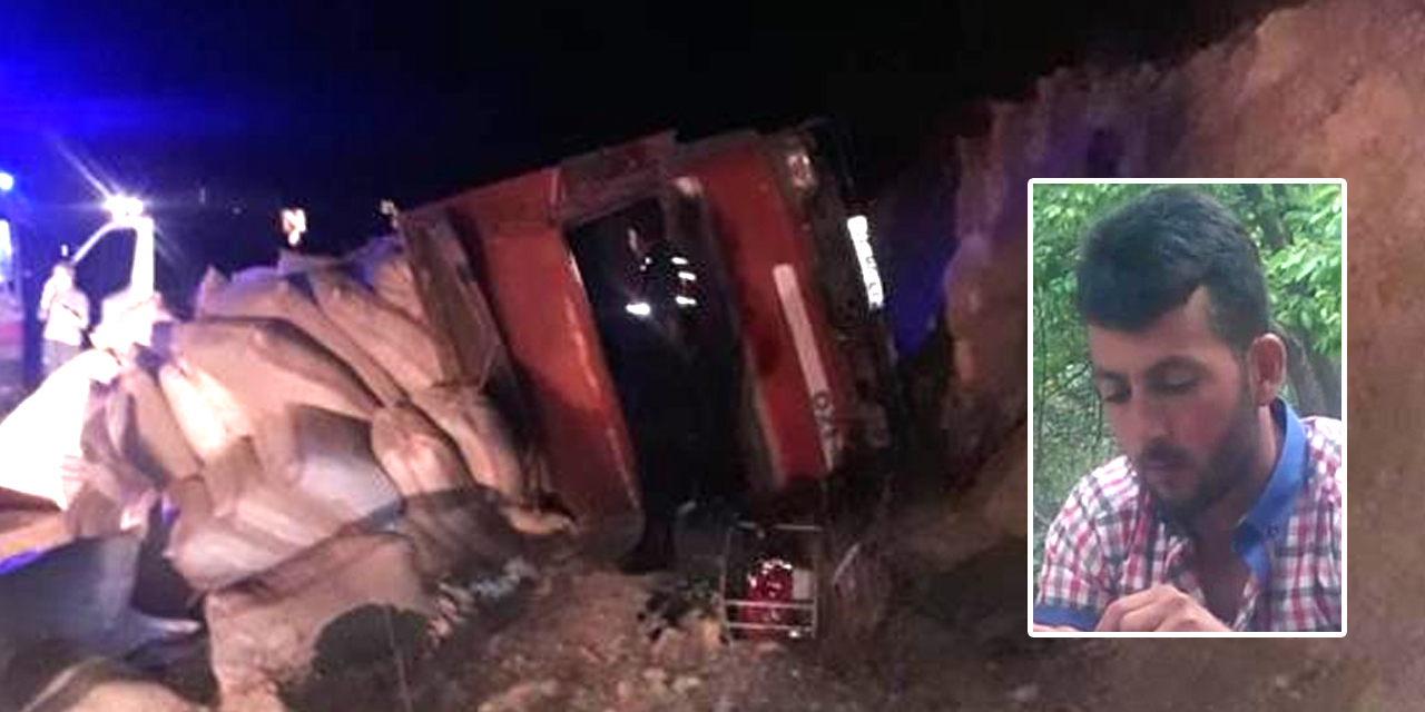 Mut'ta saman yüklü kamyon devrildi! Kerim Pantık öldü 2 ağır yaralı