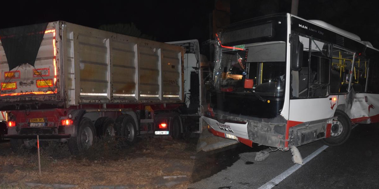 Belediye otobüsü tırla çarpıştı! 12 yaralı