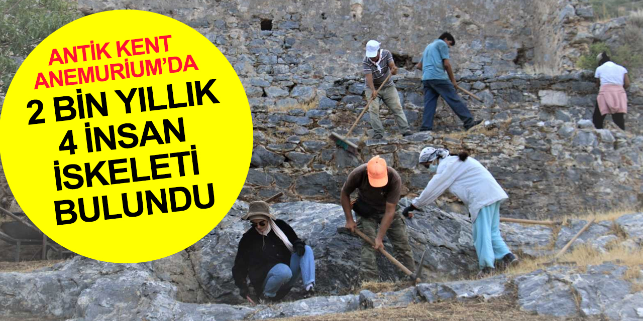 Antik kent Anemurium’da heyecanlandıran keşif! 2 bin yıllık 4 insan iskeleti bulundu