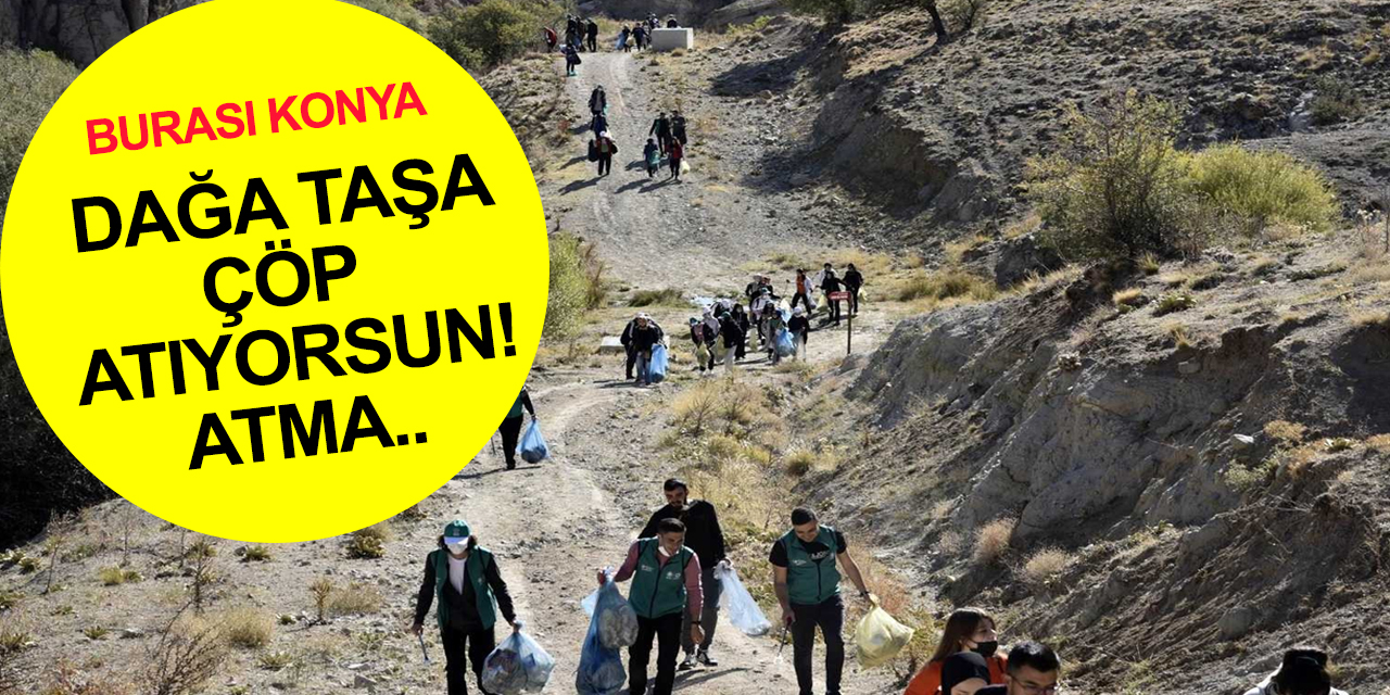 Konya Sille'deki doğa yürüyüşünde torbalarca çöp toplandı