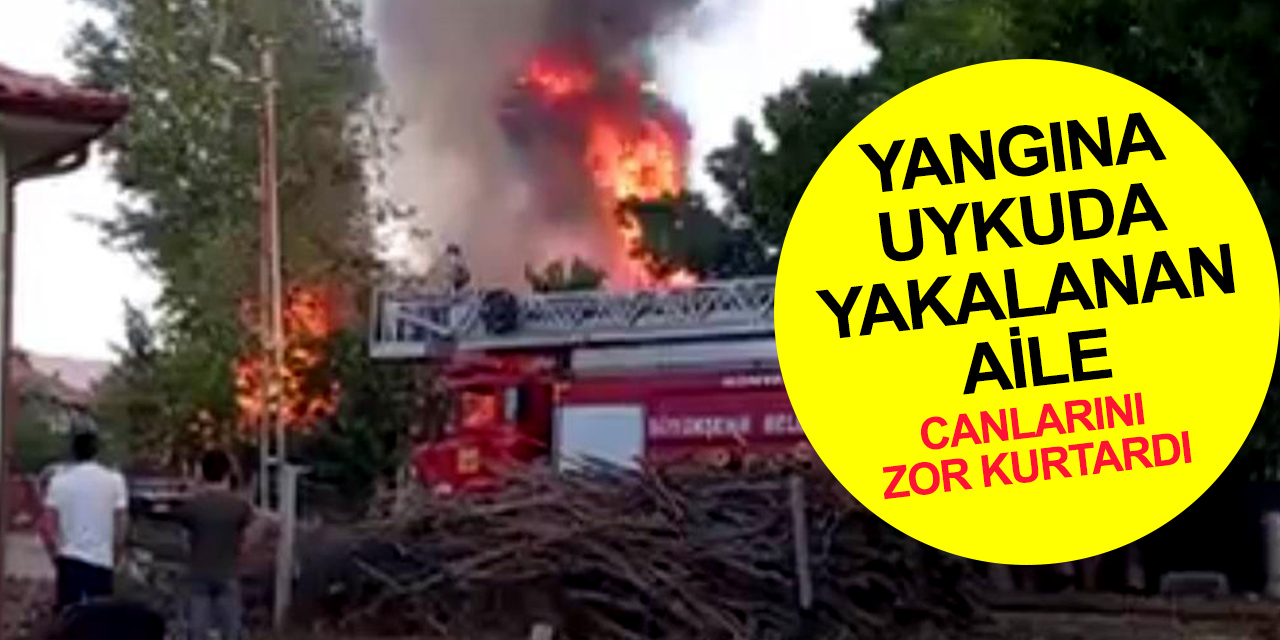 Konya’da alev alev yanan müstakil ev kullanılamaz hale geldi