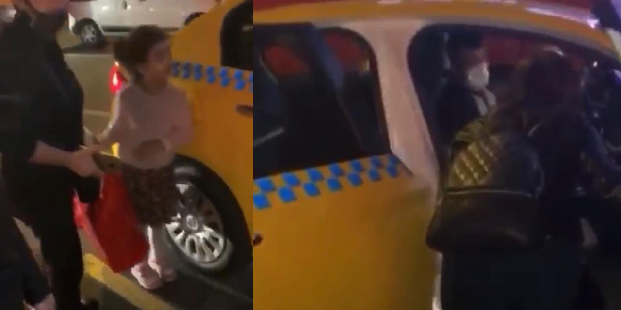 İstanbul'da çocuklu yolcuyu almayan 'karşının taksisi' kameraya yakalandı
