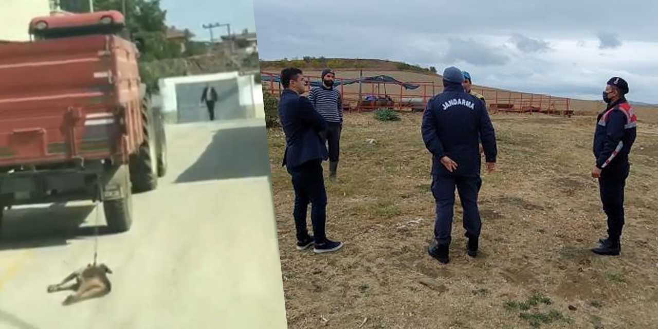 Köpeği sürükleyen traktör sürücüsü gözaltına alındı