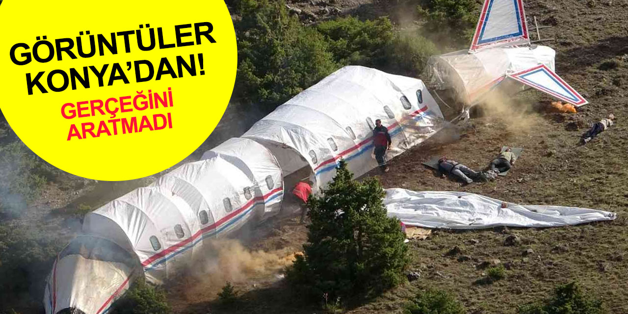 Konya’da düşürülen 14 kişilik özel jet uçağa helikopter destekli arama-kurtarma tatbikatı
