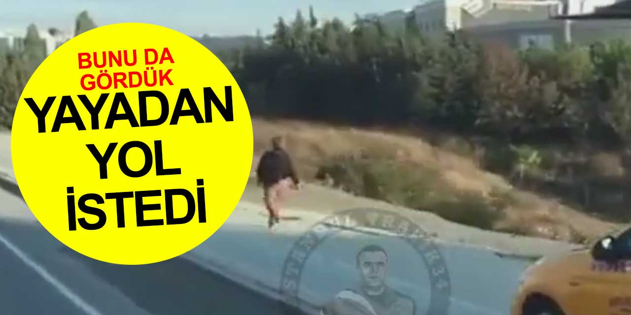 Sonunda bu da oldu! Kaldırımda ilerleyen taksici yayadan yol istedi