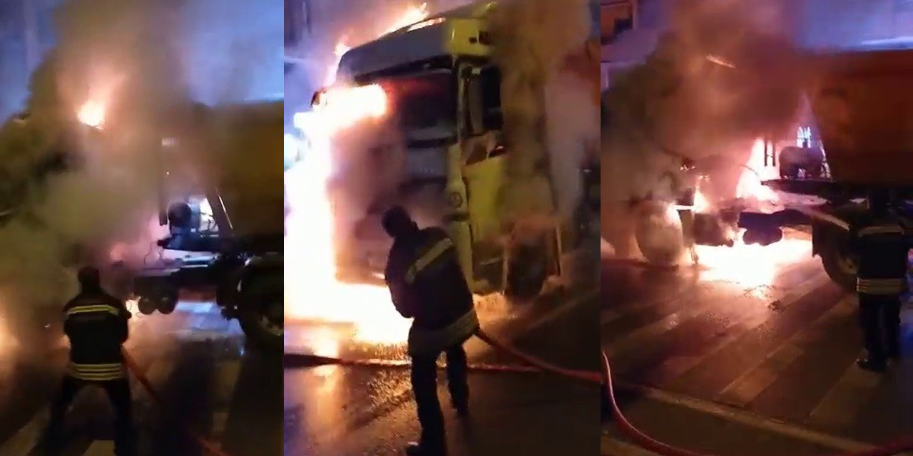 Çekici seyir halinde alev topuna döndü!