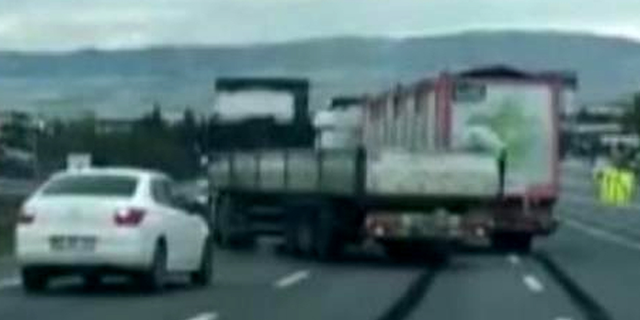 Ankara'da tır şoförlerinin yol verme inatlaşması kaza getirdi!