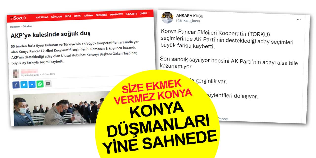 Konya'da kaos isteyen Konya düşmanları yine sahnede! Bu seferki hedefleri Pancar Ekicileri Kooperatifi